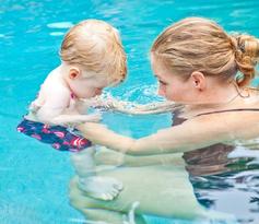 Private swim lesson at a home pool in Palm Beach County